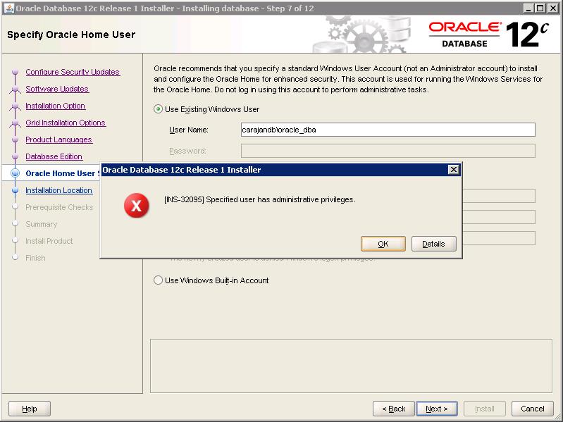 03 Oracle Admin User Denied