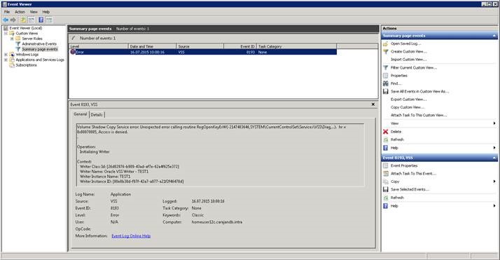04 Oracle VSS Writer Service Access Denied